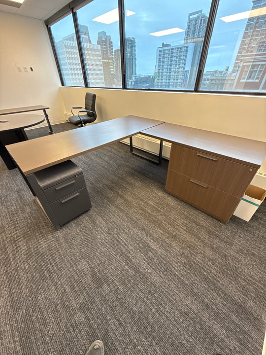 L-Shape Desk w/BF Ped, 2 High Lateral
