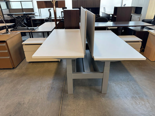 Haworth 2-Person Double Sided Electronic Sit Stand Workstation w/Lateral Cabinet