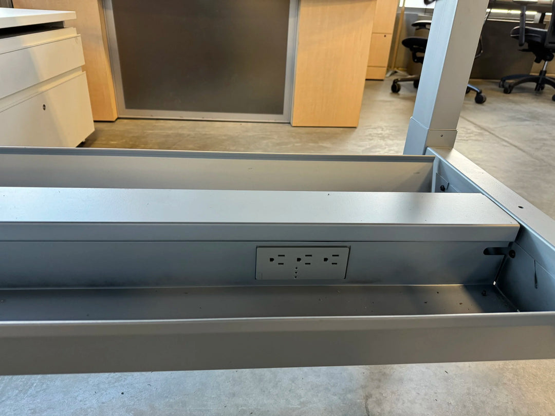 Haworth 2-Person Double Sided Electronic Sit Stand Workstation w/Lateral Cabinet