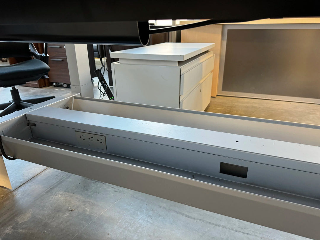 Haworth 2-Person Double Sided Electronic Sit Stand Workstation w/Lateral Cabinet