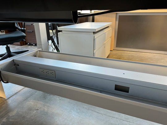 Haworth 2-Person Double Sided Electronic Sit Stand Workstation w/Lateral Cabinet