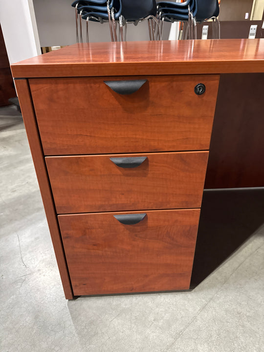 6' Bow Front Straight Desk w/BBF Ped