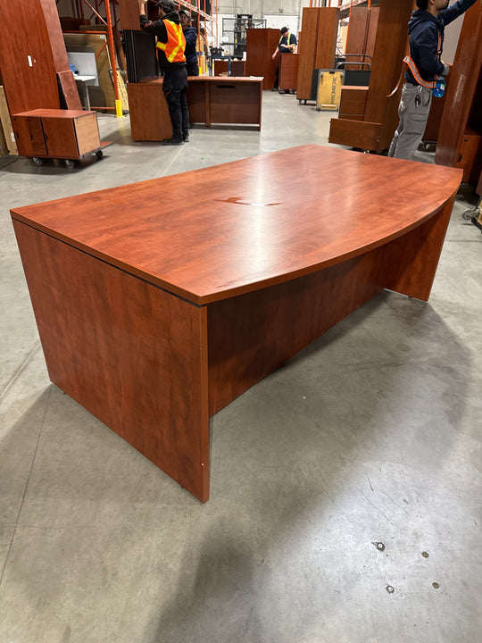 6' Bow Front Straight Desk w/BBF Ped