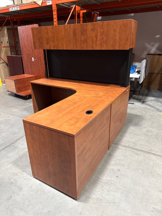 L-Shape Desk w/Hutch, BBF Ped
