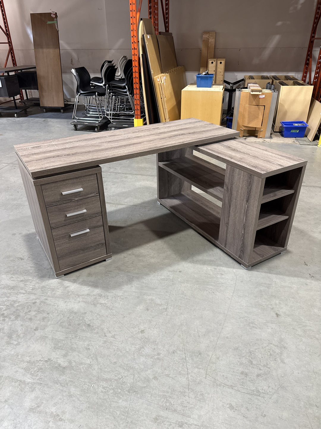 L-Shape Desk w/BBF Ped and Bookcases