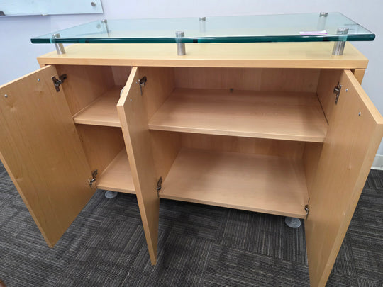 3-Door Credenza w/Glass Top