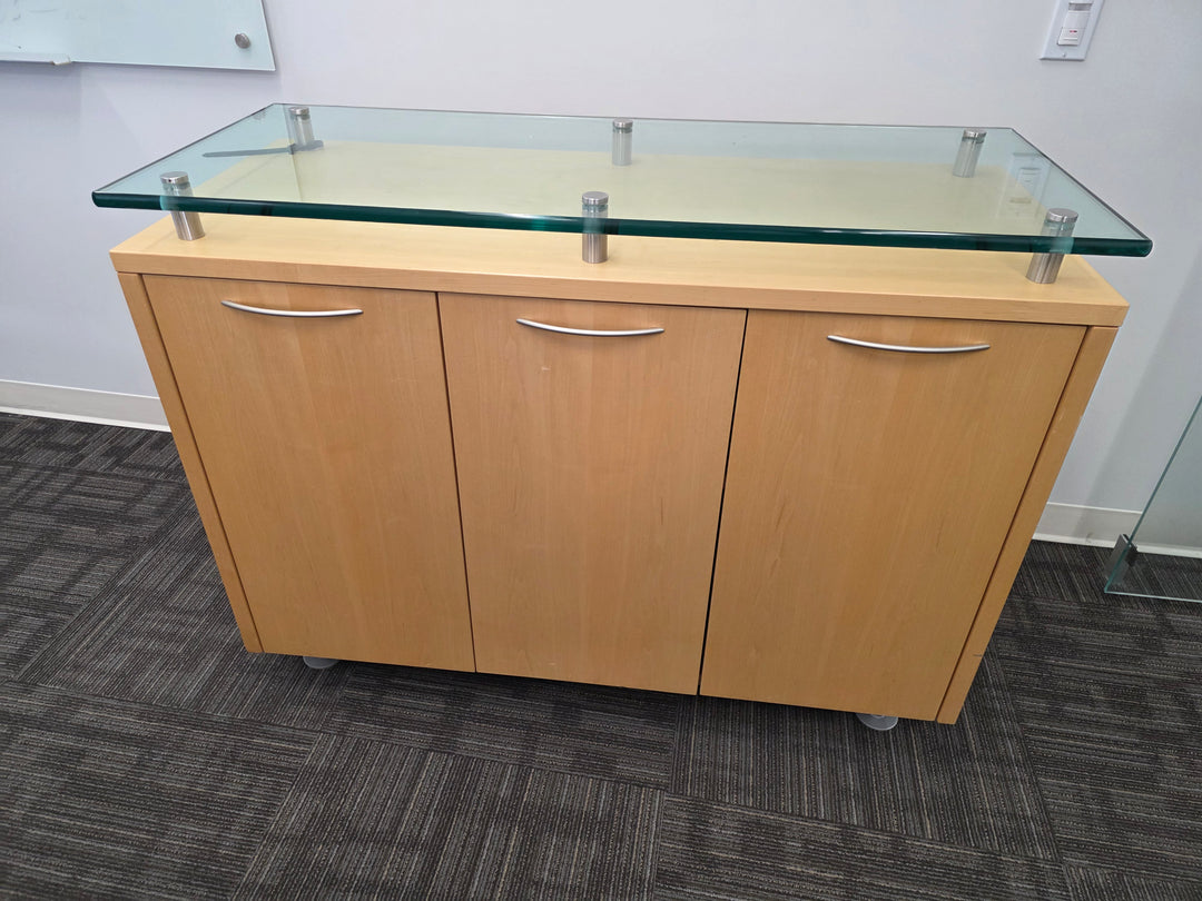 3-Door Credenza w/Glass Top