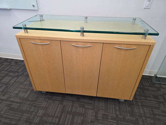 3-Door Credenza w/Glass Top