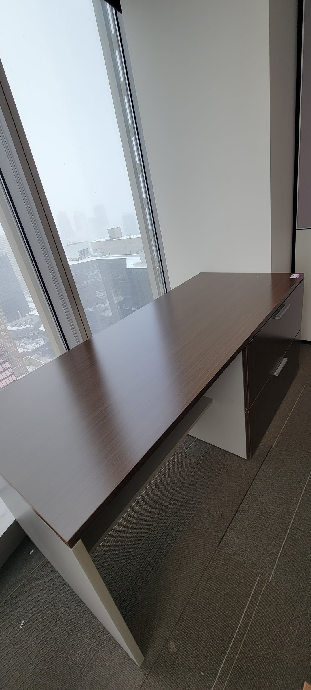 6' Wooden Credenza w/2 High Lateral File Cabinet