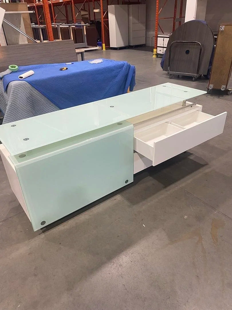 Glass Top Credenza w/Sliding Door