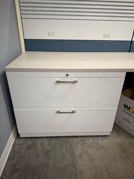 LH L-Shape Reception Desk w/BBF Ped and 2-High Lateral