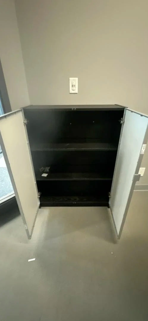 Wooden 3 High Bookcase w/Glass Doors