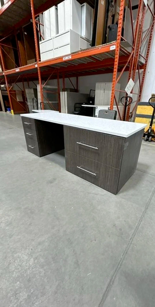 Straight Desk w/BBF Ped 2-High Lat and Granite Top