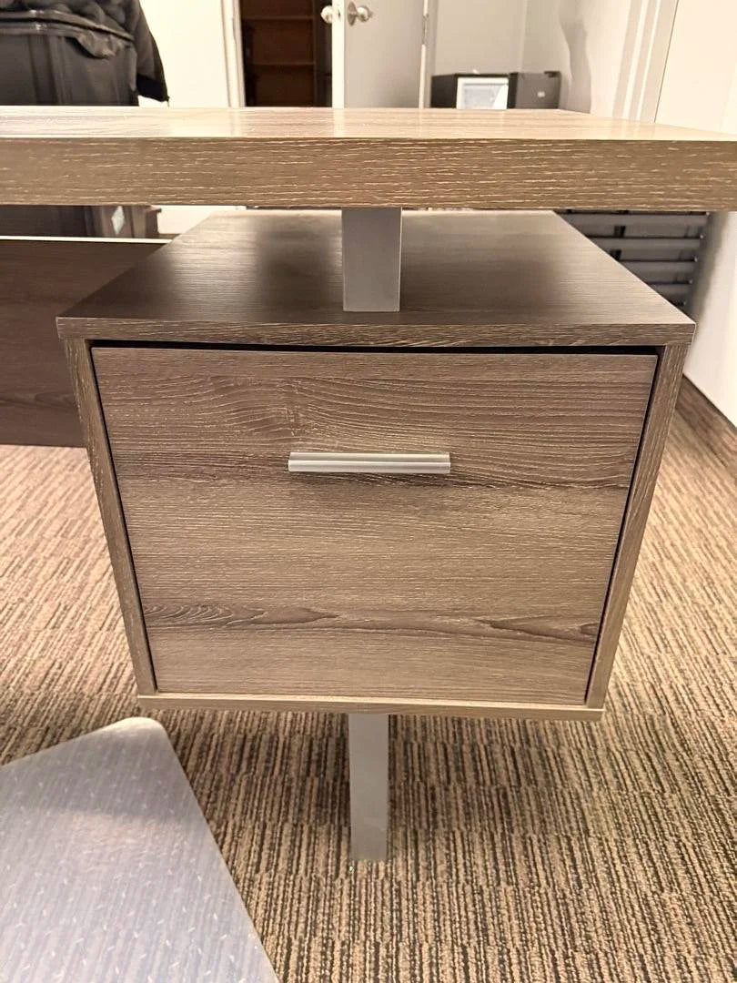 LH L-Shape Desk w/BF and F Peds