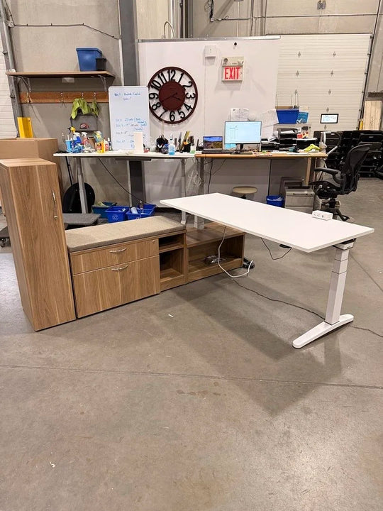 Steelcase LH L-Shape Electronic Sit Stand Desk w/Storage