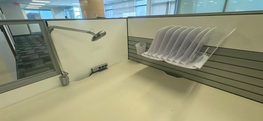 7' x 7' Haworth L-Shape Workstation w/BBF Ped and Storage Tower