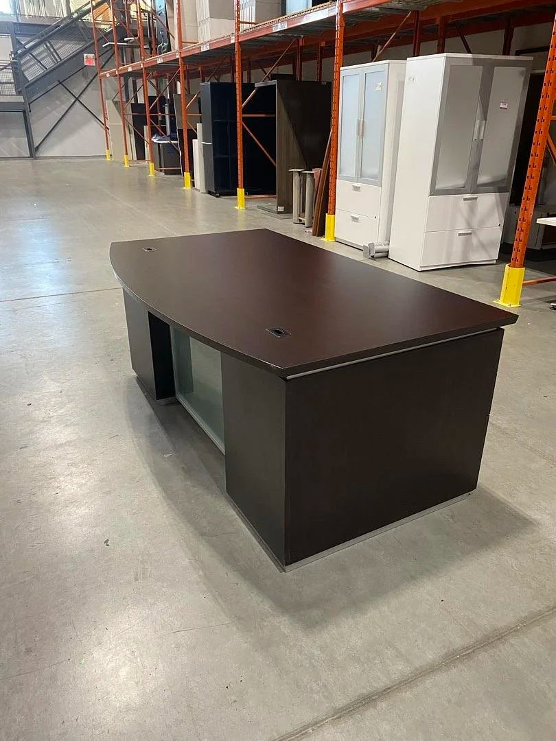 6' Bow Front Straight Desk w/2 BBF Peds