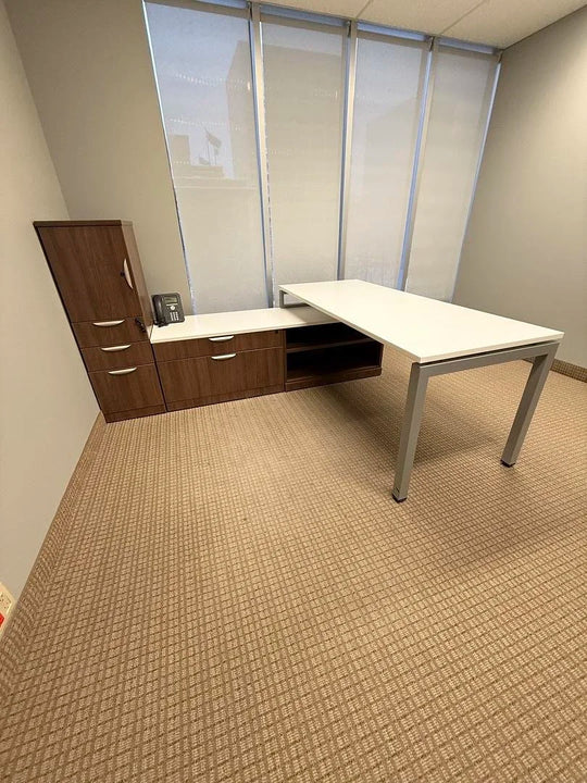 LH L-Shape Desk w/Credenza and Tower