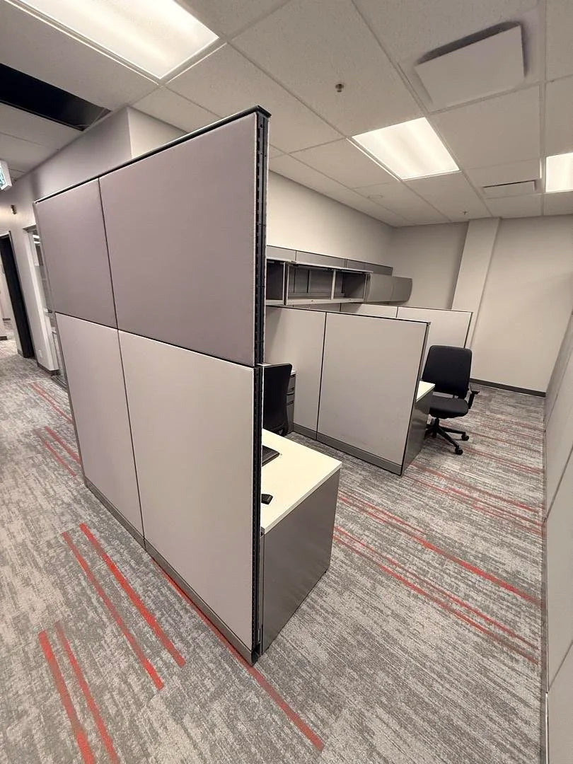 6' x 6' Steelcase L-Shape Workstation w/Overheads and BBF Ped