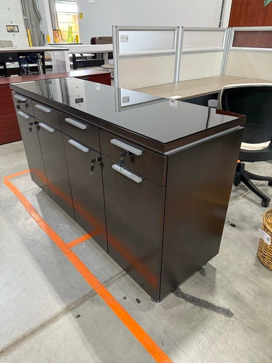 Glass Top 4 Drawer 4 Door Credenza