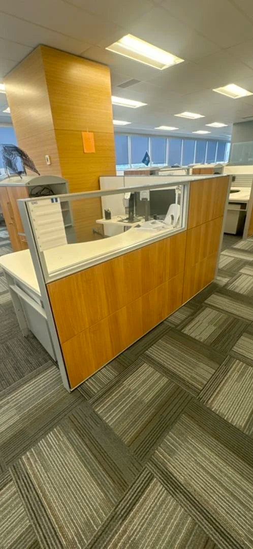 7' x 7' Haworth L-Shape Workstation w/BBF Ped and Storage Tower