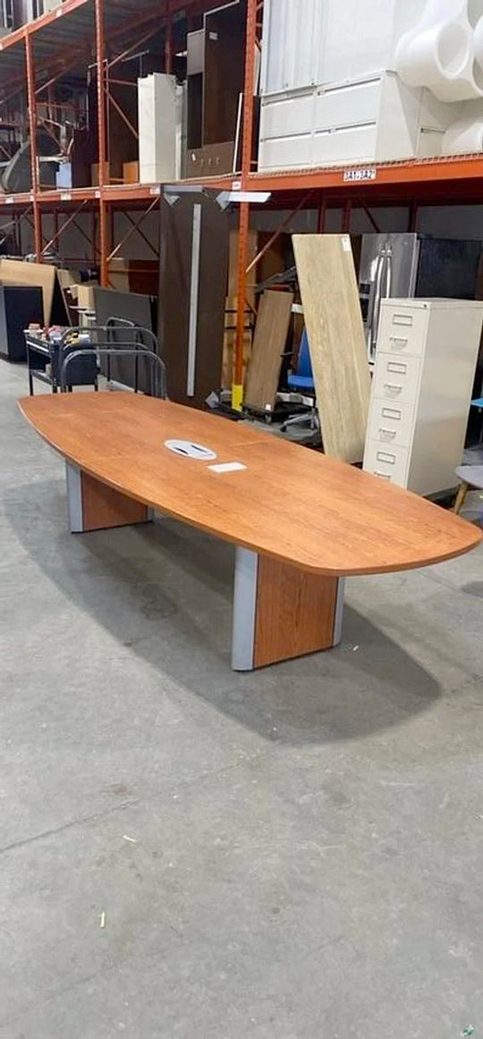 11.5' Boatshape Boardroom Table w/Electrical