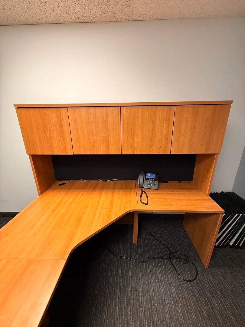 3 Piece L-Shape Desk w/Hutch, BBF Ped