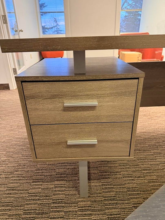 LH L-Shape Desk w/BF and F Peds