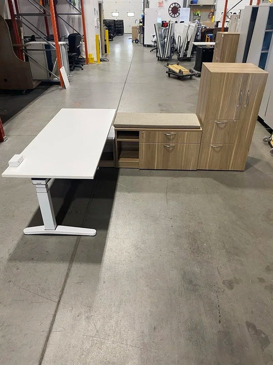 Steelcase RH L-Shape Electronic Sit Stand Desk w/Storage