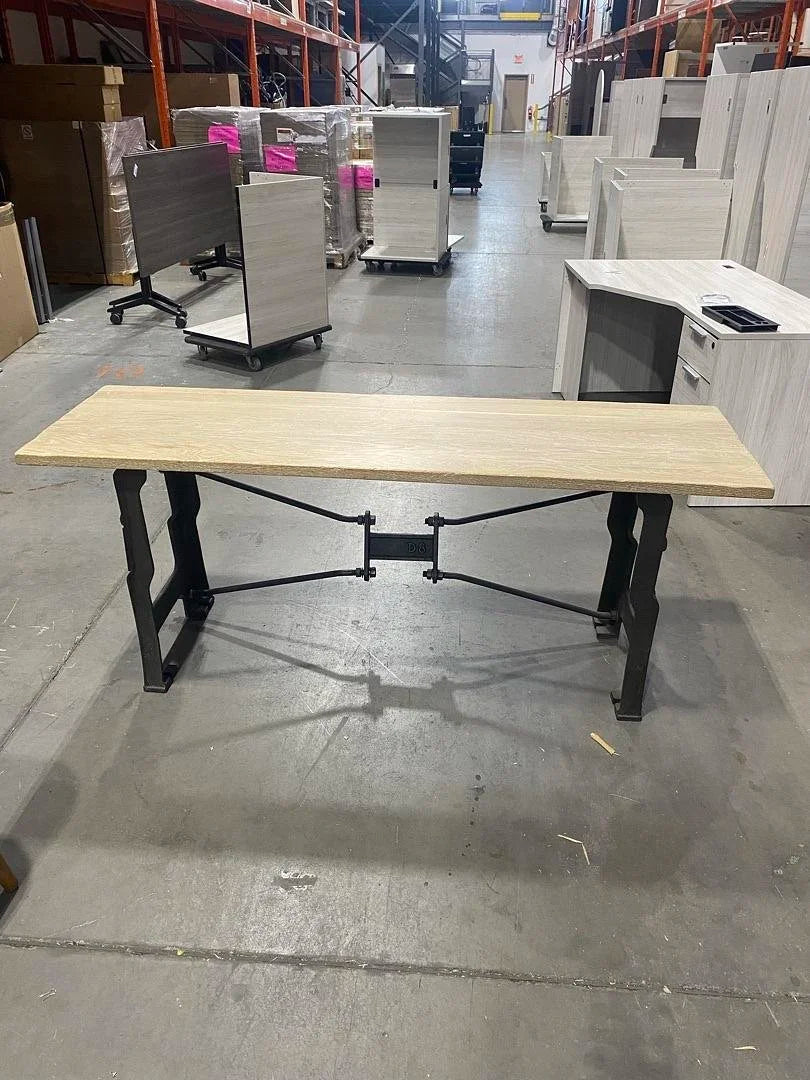 Wood Top Steel Base Console Table