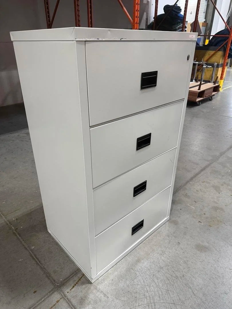 Metal 4 High Lateral Fireproof Cabinet w/Key