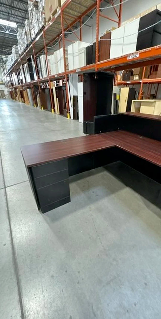 LH L-Shape Reception Desk w/BBF and BF Ped