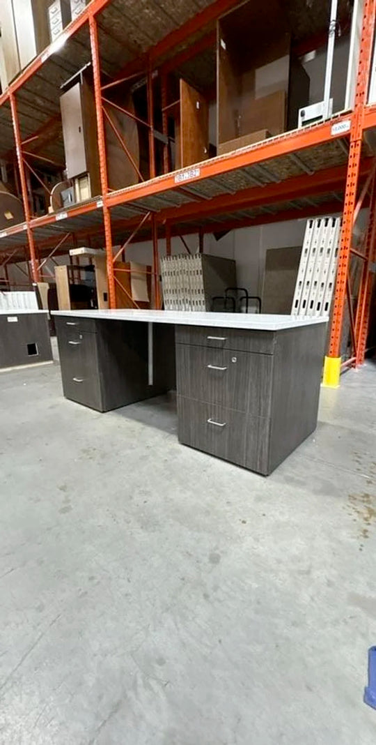 Straight Desk w/2 BBF Peds and Granite Top