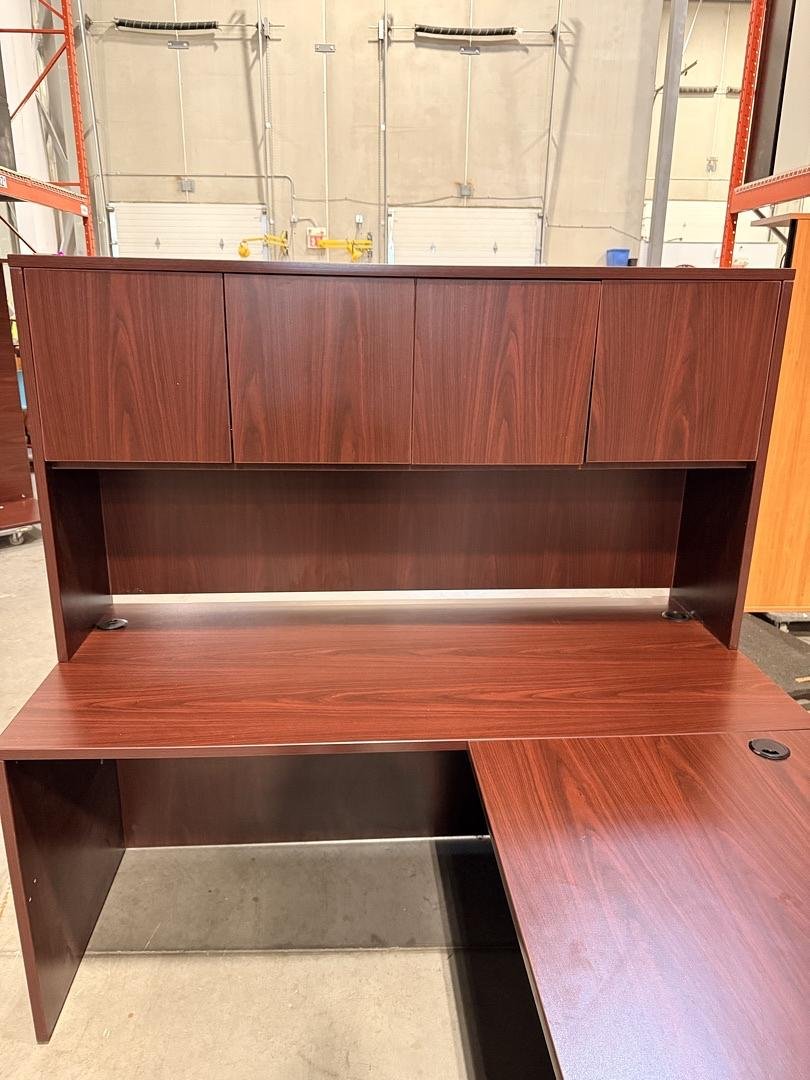 LH L-Shape Desk w/Hutch, BF Ped