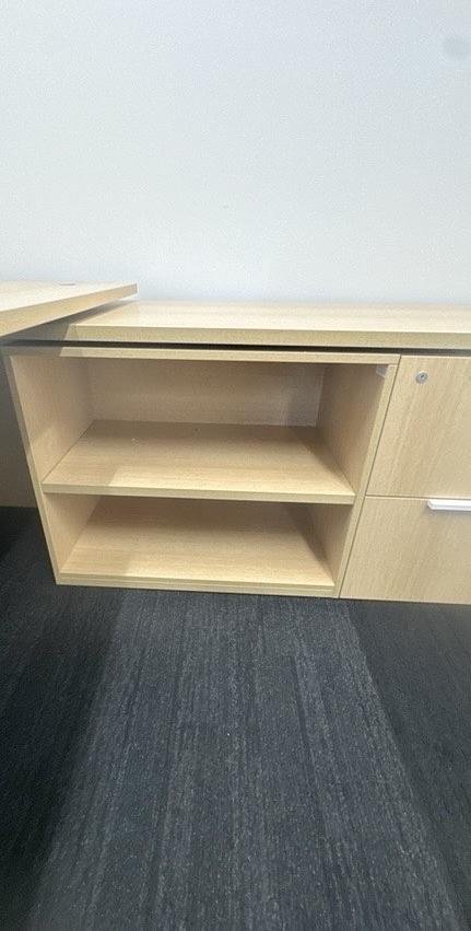 Teknion RH L-Shape Electronic Sit Stand Desk w/Shelf, FF, BBF Ped