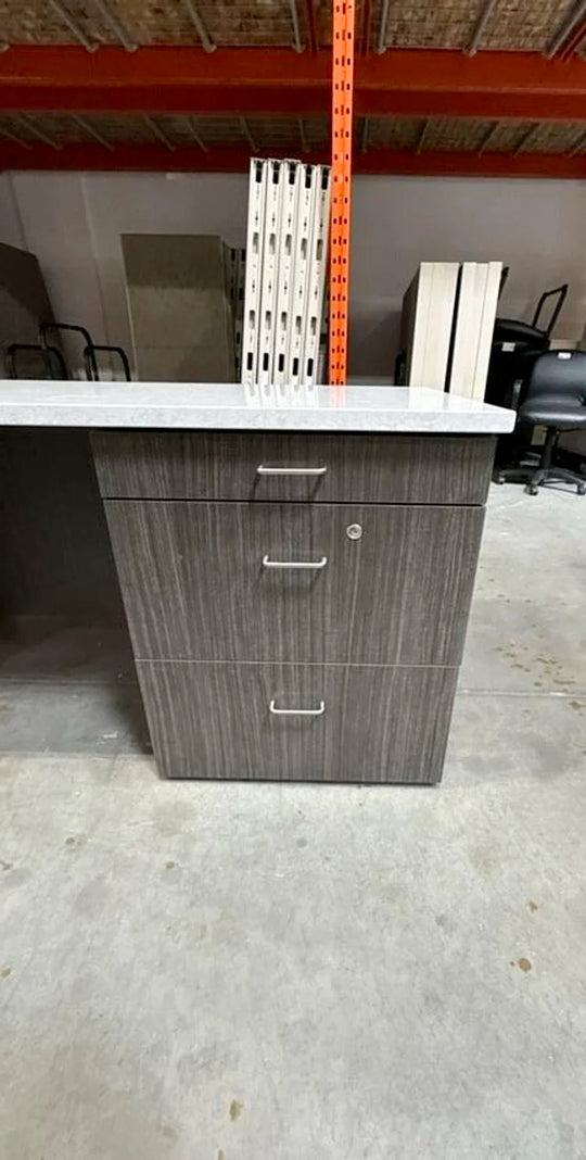 Straight Desk w/2 BBF Peds and Granite Top