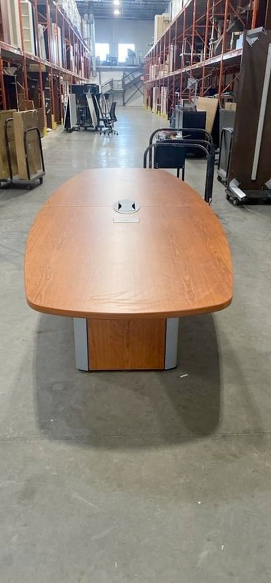 11.5' Boatshape Boardroom Table w/Electrical