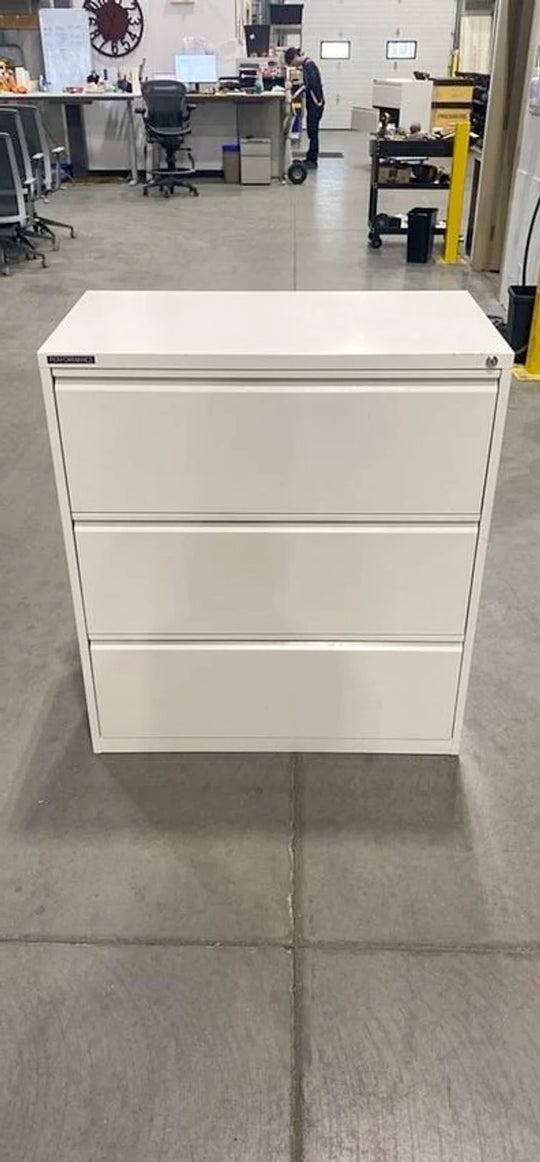 Metal 3 High Lateral File Cabinet -White