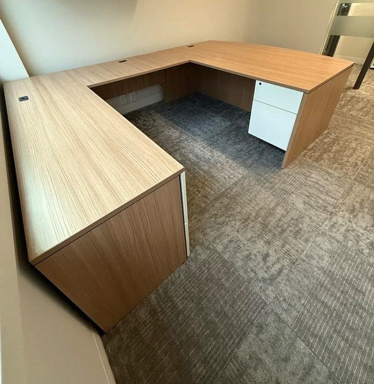 LH Bow Front U-Shape Desk w/BF Ped, 2 High Lateral