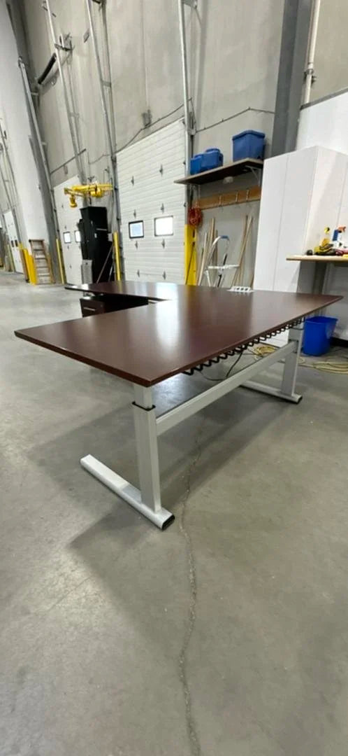LH L-Shape Electronic Sit Stand Desk w/BBF Ped