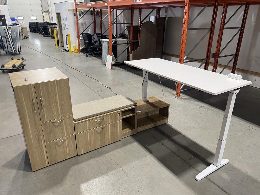 Steelcase LH L-Shape Electronic Sit Stand Desk w/Storage