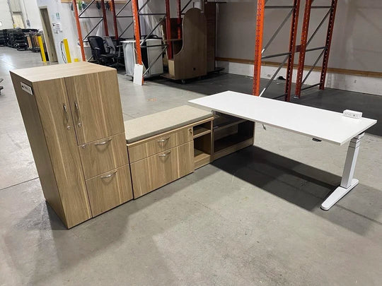 Steelcase LH L-Shape Electronic Sit Stand Desk w/Storage