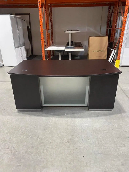 6' Bow Front Straight Desk w/2 BBF Peds