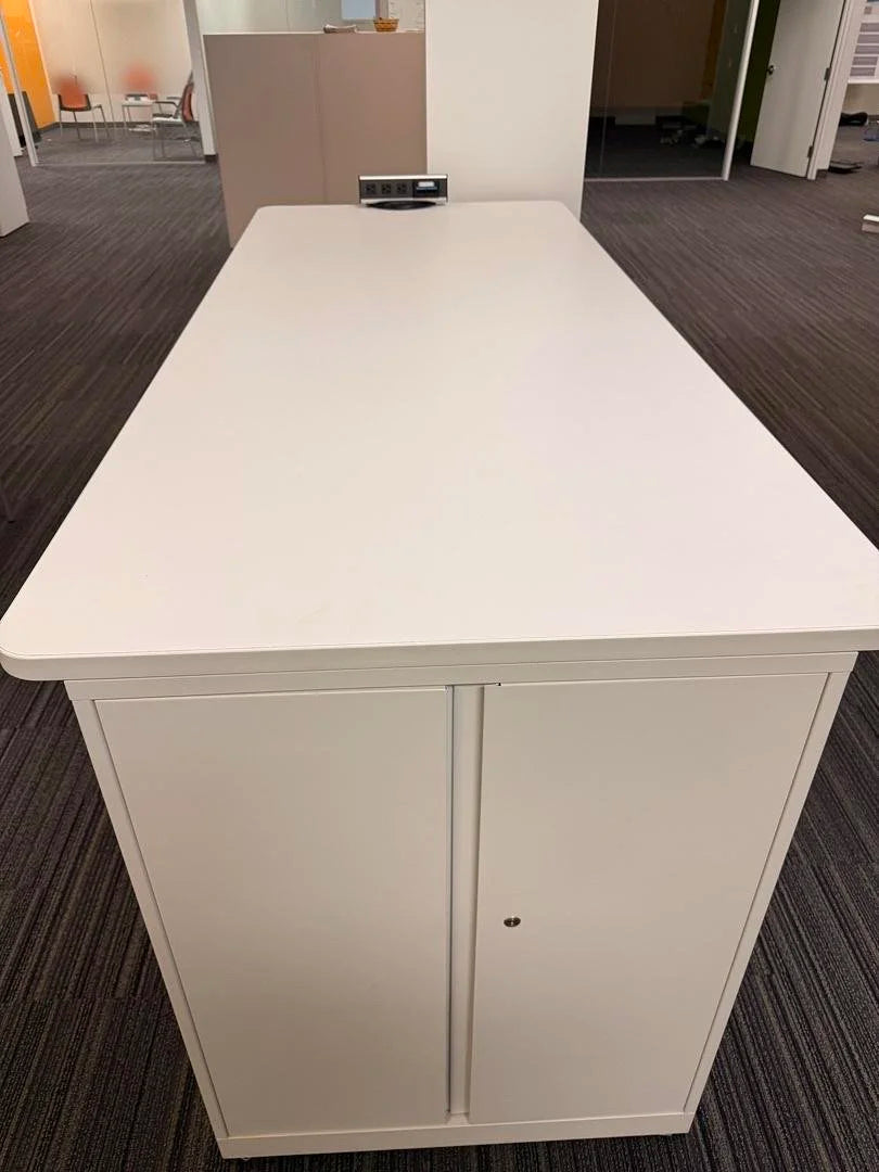 Bar Height Collaboration Table w/2-Door Cabinet