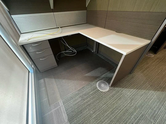 6' x 5.5' Steelcase Answer L-Shape Workstation w/Overhead, Shelf, BBF Ped