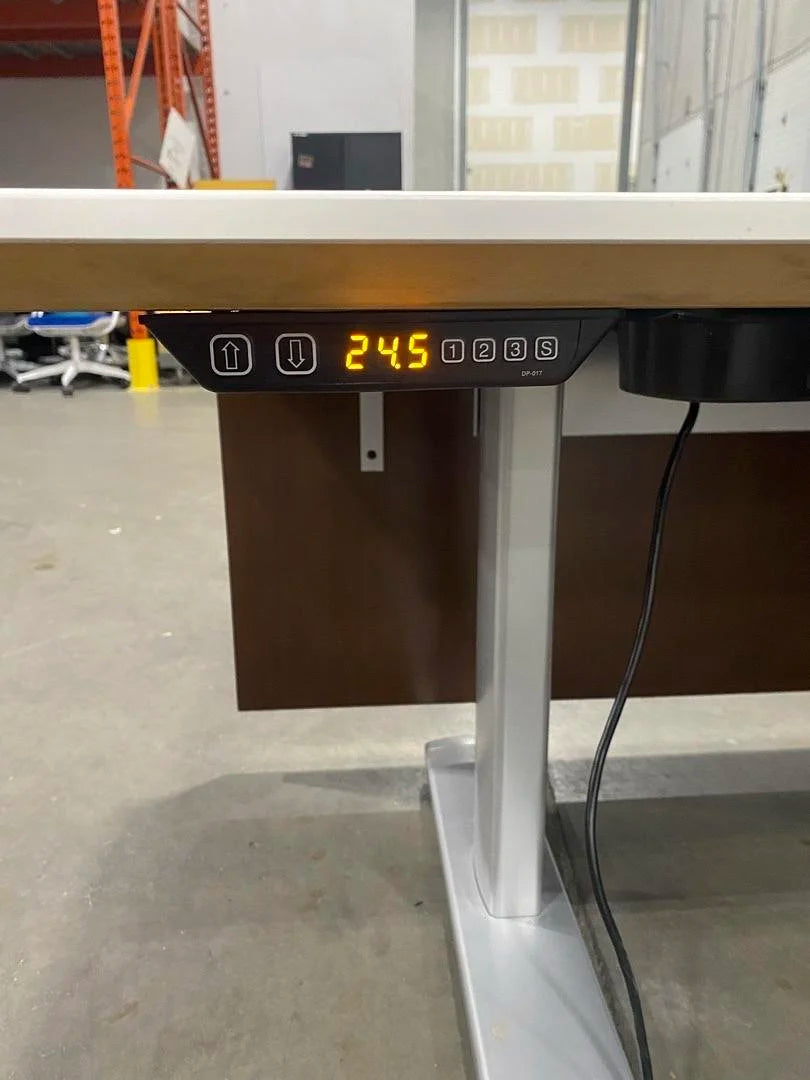 Steelcase L-Shape Electronic Sit Stand Desk w/Lower Credenza (Reversible)