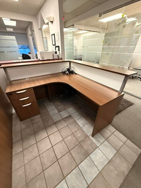 LH L-Shape Reception Desk w/BBF Ped (Damaged Surface and Transaction)