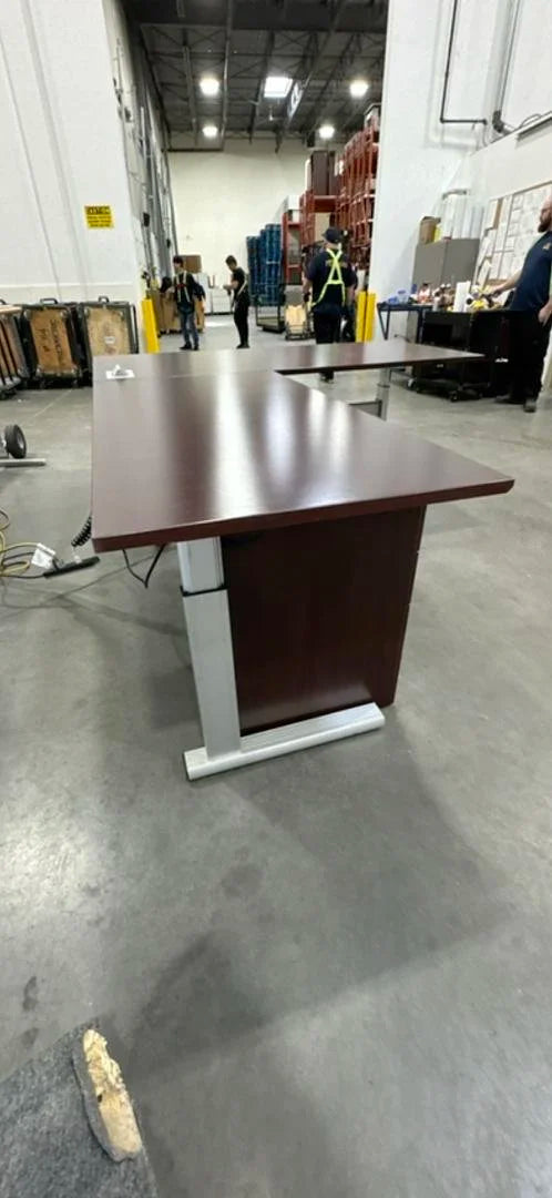 LH L-Shape Electronic Sit Stand Desk w/BBF Ped