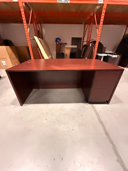 6' Bow Front Straight Desk w/BBF Ped