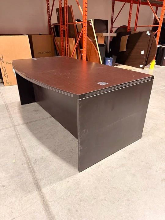 6' Bow Front Straight Desk w/BBF, FF Ped